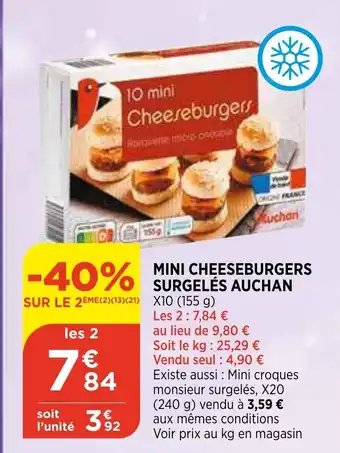 Bi1 Mini Cheeseburgers Surgelés Auchan offre