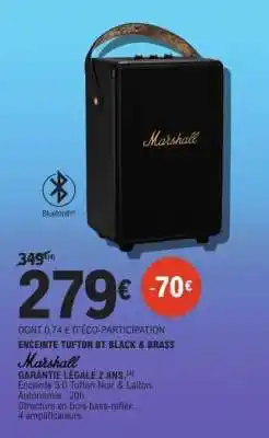 E.Leclerc ENCEINTE TUFTON BT BLACK & BRASS offre