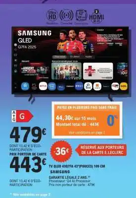 E.Leclerc TV QLED 43Q7FA 43 (pouces) 109 cm offre