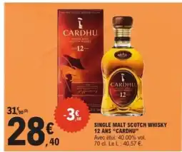 E.Leclerc SINGLE MALT SCOTCH WHISKY 12 ANS “CARDHU” offre