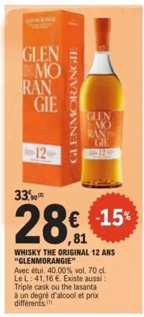 E.Leclerc WHISKY THE ORIGINAL 12 ANS GLENMORANGIE offre