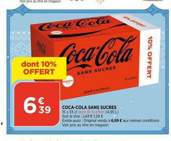 Bi1 Coca-Cola Sans Sucres offre