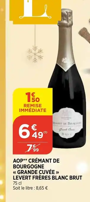 Bi1 Aop**Crémant De Bourgogne Grande Cuvée Levert Fréres Blanc Brut offre