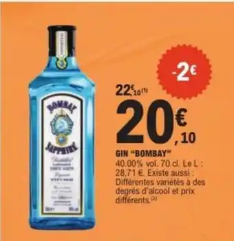 E.Leclerc GIN BOMBAY offre