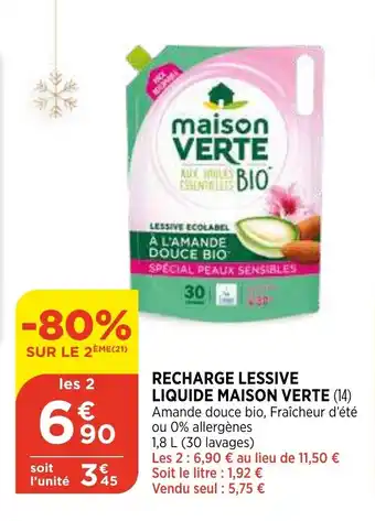Bi1 Recharge Lessive Liquide Maison Verte offre