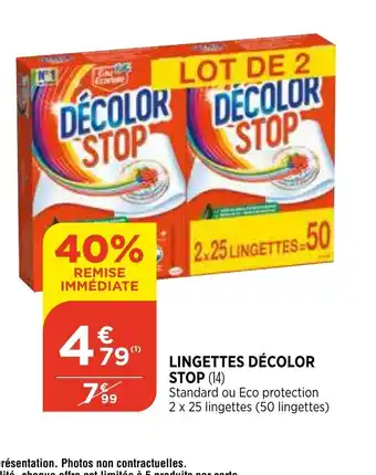 Bi1 Lingettes Décolor Stop offre