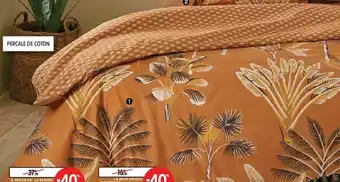 Intermarché Parure Housse De Couette 2 Personnes + 2 Taies D'Oreiller Palme Domédia offre