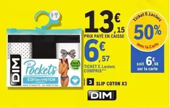 E.Leclerc Slip coton x3 offre