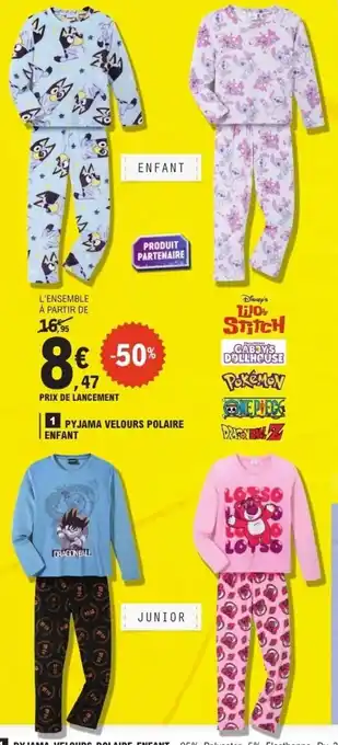E.Leclerc Pyjama velours polaire enfant offre