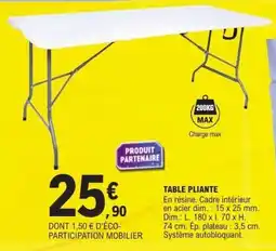 E.Leclerc Table pliante offre
