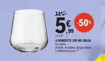 E.Leclerc 4 gobelets dalia offre