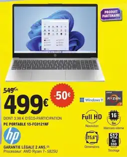 E.Leclerc Pc portable 15-fc0121nf hp offre