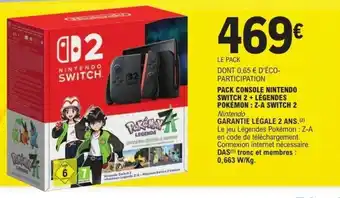 E.Leclerc Pack console nintendo switch 2 + légendes pokémon z-a switch 2 offre