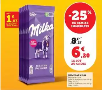 Super U Chocolat milka offre