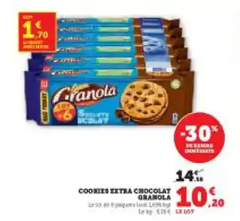 Super U Cookies extra chocolat granola offre