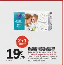 E.Leclerc CHANGES BÉBÉ ULTRA CONFORT MÉGAPACK 'MOTS D'ENFANTS' offre