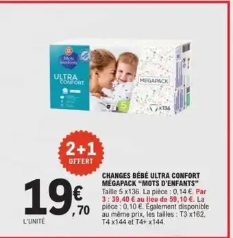 E.Leclerc CHANGES BÉBÉ ULTRA CONFORT MÉGAPACK 'MOTS D'ENFANTS' offre