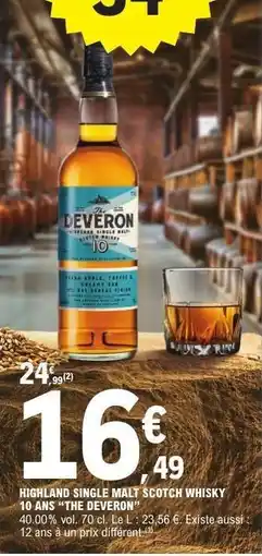 E.Leclerc Highland Single Malt Scotch Whisky 10 Ans 'The Deveron' offre