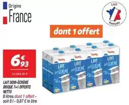 Netto Netto - lait demi-écrémé brique 7+1 offerte offre