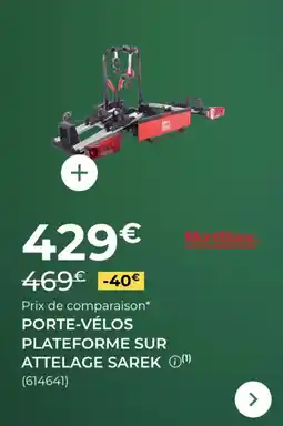 Feu Vert MONT BLANC Porte-vélos plateforme sur attelage sarek offre