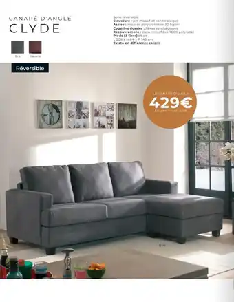 Cocktail Scandinave CLYDE Canapé d'angle offre