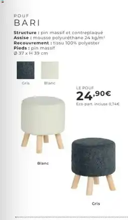 Cocktail Scandinave BARI Pouf offre