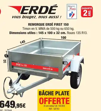 Autobacs ERDE Remorque erdé first 150 offre