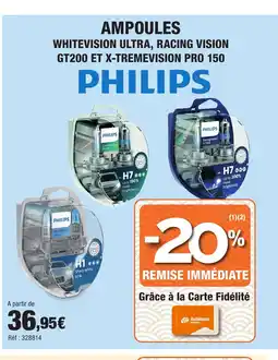 Autobacs PHILIPS Ampoules whitevision ultra, racing vision gt200 et x-tremevision pro 150 offre