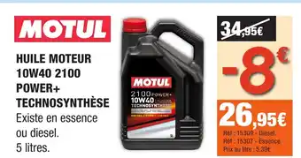 Autobacs MOTUL Huile moteur 10w 2100 power+ technosynthèse offre