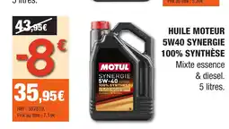 Autobacs Huile moteur 5w40 synergie 100% synthèse offre