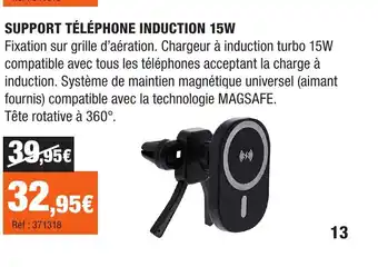 Support téléphone induction 15w