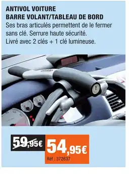 Autobacs Antivol voiture barre volant/tableau de bord offre