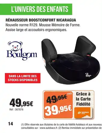 Autobacs Réhausseur boostconfort nicaragua offre