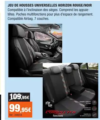 Autobacs Jeu de housses universelles horizon rouge/noir offre