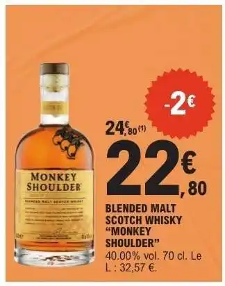 E.Leclerc BLENDED MALT SCOTCH WHISKY MONKEY SHOULDER offre