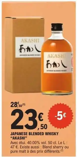 E.Leclerc Japanese Blended Whisky 'Akashi' offre