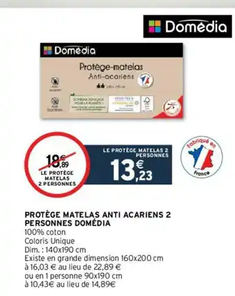 Intermarché Protége Matelas Anti AC Ariens 2 Personnes Domédia offre