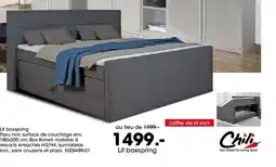 Möbel Martin Lit boxspring Tissu noir, surface de couchage offre