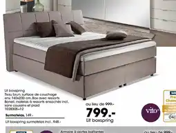 Möbel Martin Lit boxspring Tissu brun, surface de couchage offre