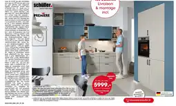 Möbel Martin Combinaison de cuisine Laque UV mat gris galet/bleu acier offre