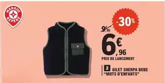 E.Leclerc Gilet Sherpa Bebe Mots d'Enfants offre