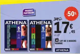 E.Leclerc ATHENA LOT DE 5 BOXERS HOMME offre