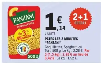 E.Leclerc Pâtes Les 3 minutes PANZANI offre