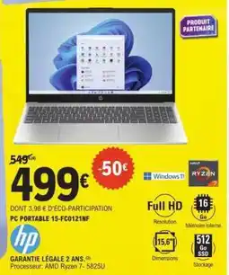 E.Leclerc PC PORTABLE 15-FC0121NF offre