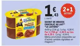 E.Leclerc Secret De Mousse Chocolat Au Lait La Laitière offre
