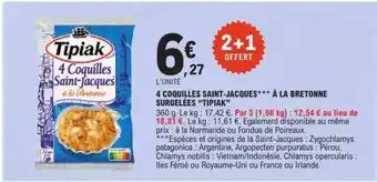 E.Leclerc 4 Coquilles Saint-Jacques à la Bretonne Surgelées Tipiak offre