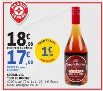 E.Leclerc COGNAC V.S. DUC DE BORZAC offre