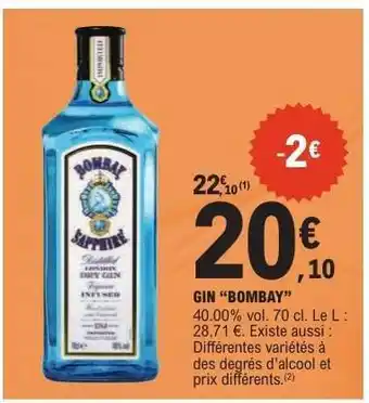 E.Leclerc GIN BOMBAY offre