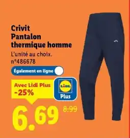 Lidl Crivit pantalon thermique homme offre
