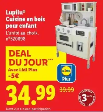 Lidl Lupilu cuisine en bois pour enfant offre